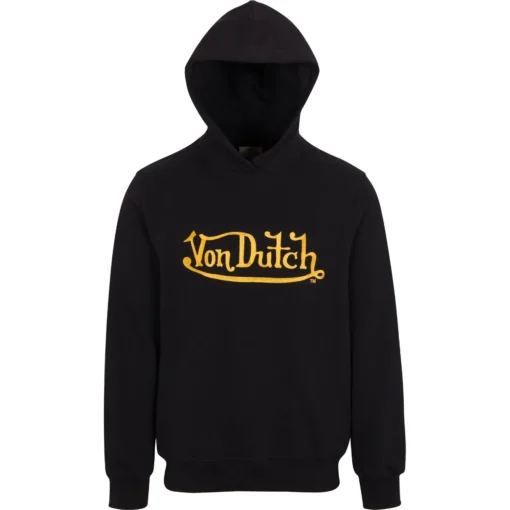 MEN’S EMBROIDERED LOGO GOLD ON BLACK HOODIE