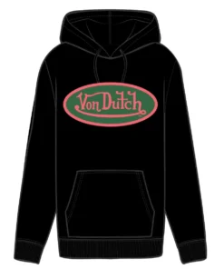 PINK & GREEN OVAL LOGO BLACK HOODIE