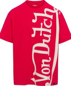 RED & OFF-WHITE VERTICAL LOGO SS TEE