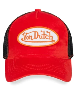 Red Orange & Black Velvet Trucker