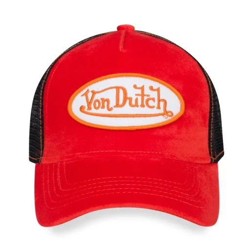 Red Orange & Black Velvet Trucker