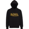 VON DUTCH EMBROIDERED LOGO GOLD ON BLACK HOODIE