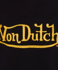 VON DUTCH EMBROIDERED LOGO GOLD ON BLACK HOODIE