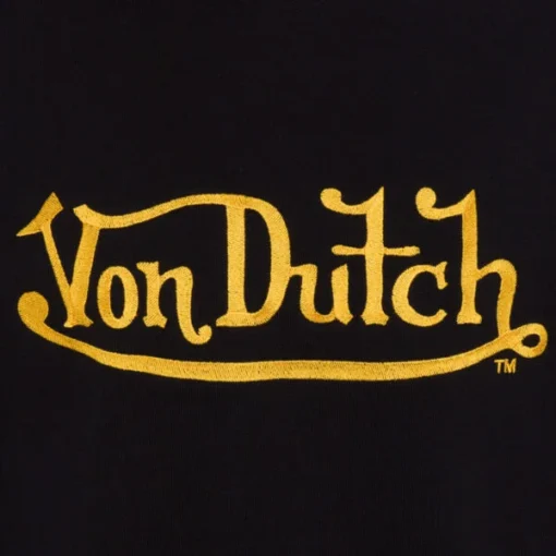 VON DUTCH EMBROIDERED LOGO GOLD ON BLACK HOODIE